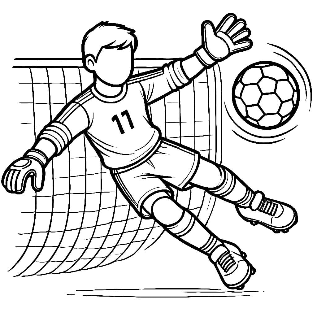Desenho de Excelente Goleiro de Futebol para Colorir