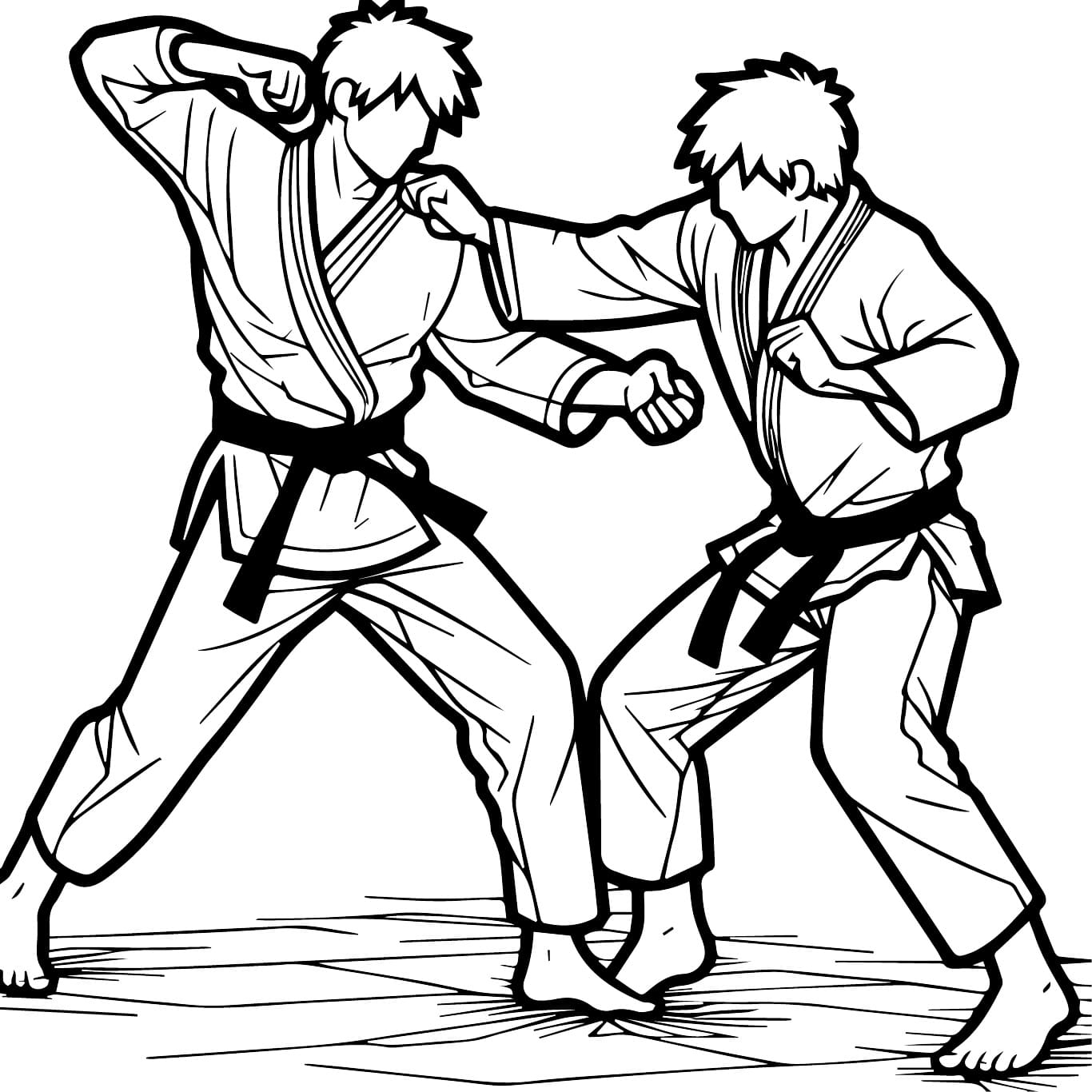 Desenho de Jiu Jitsu Imprimivel para Crianças para Colorir