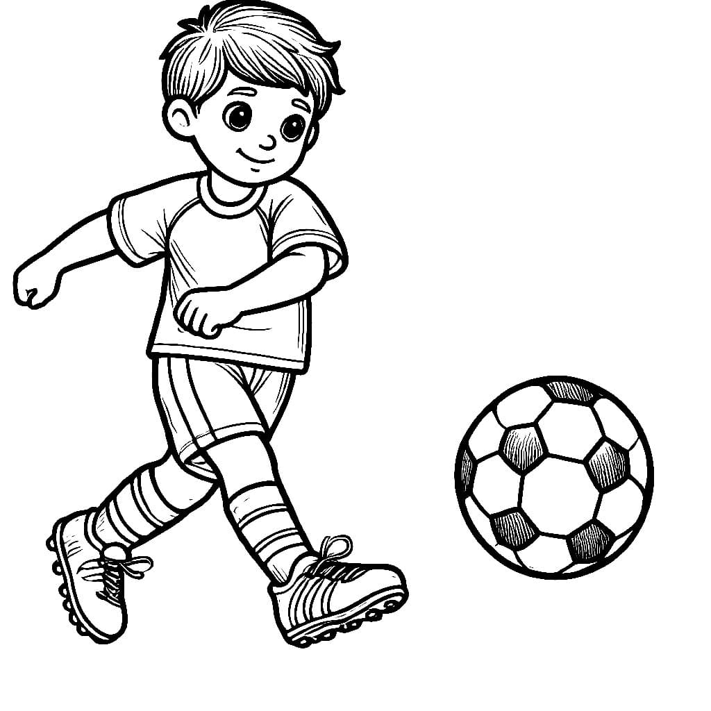 Desenho de Jogador de Futebol Jogá Bola para Colorir