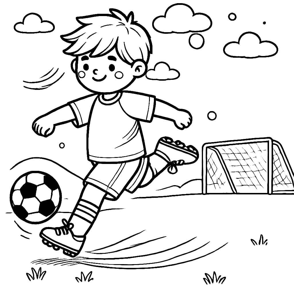 Desenho de as Crianças Jogam Futebol para Colorir