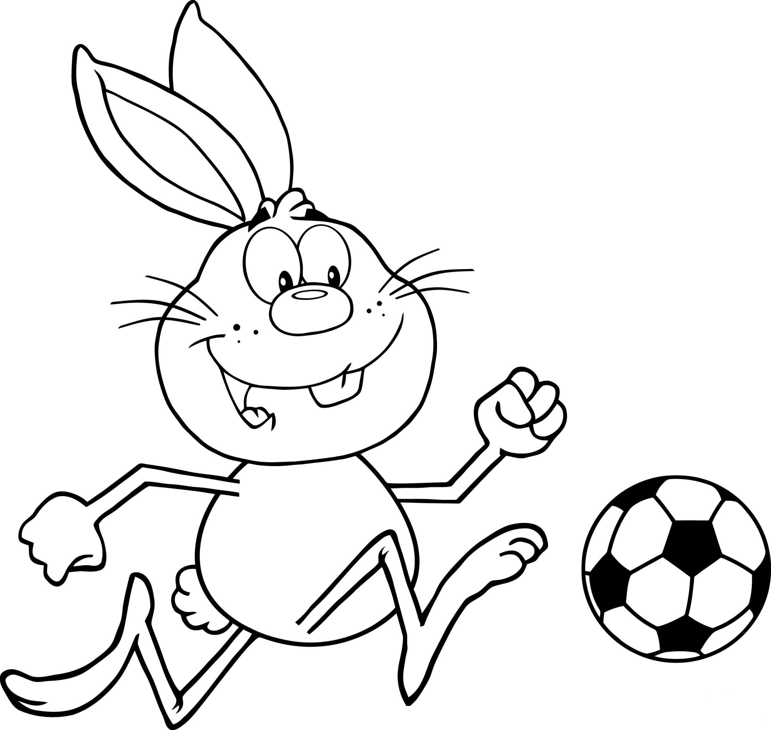 Desenho de Coelho Jogador de Futebol Grátis para Pintar