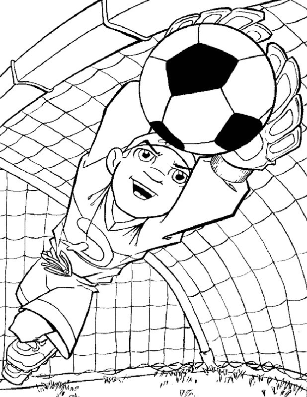Desenho de Goleiro Fazendo Defesa Incrível para Colorir