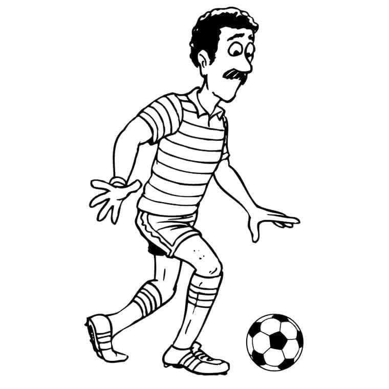 Desenho de Homem Jogando Futebol para Colorir