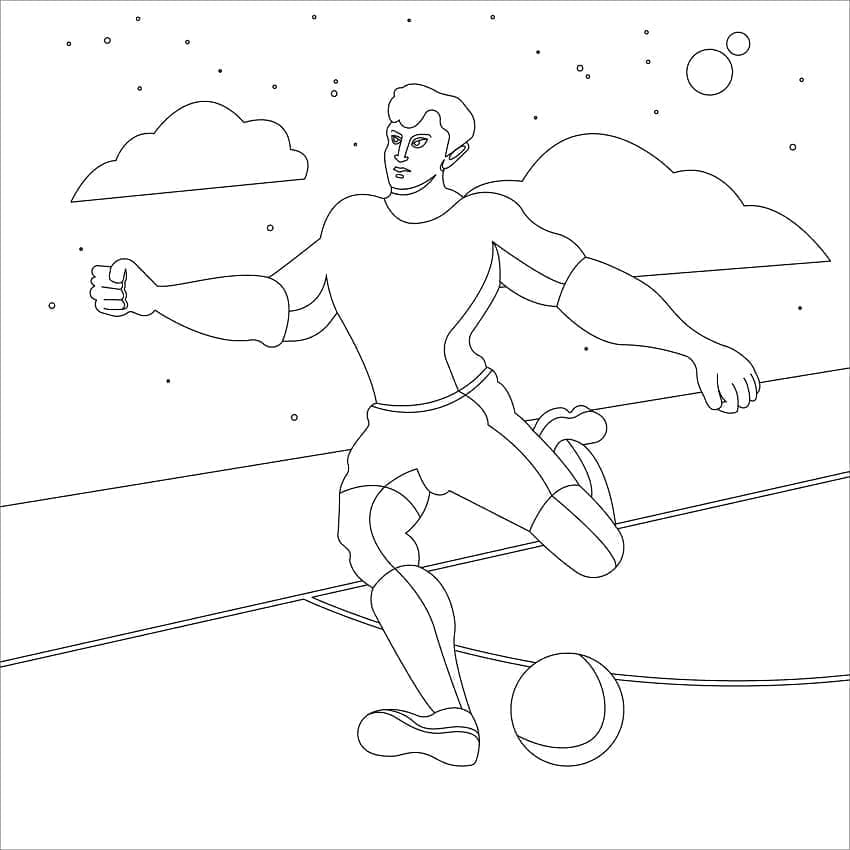 Desenho de Jogador de Futebol Fácil para Colorir