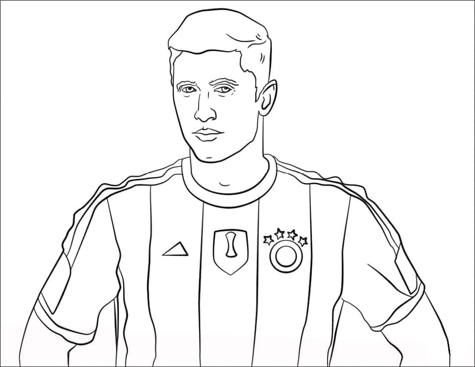 Desenho de Jogador de Futebol Robert Lewandowski para Colorir