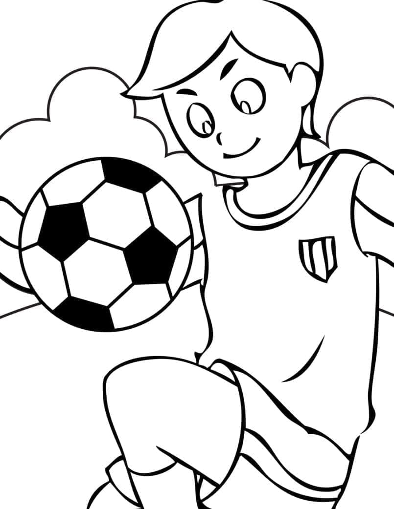 Desenho de Jogador de Futebol Sorridente para Colorir