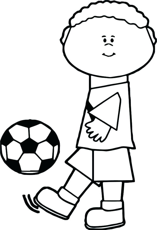 Desenho de Menino Fazendo Embaixadinha para Colorir