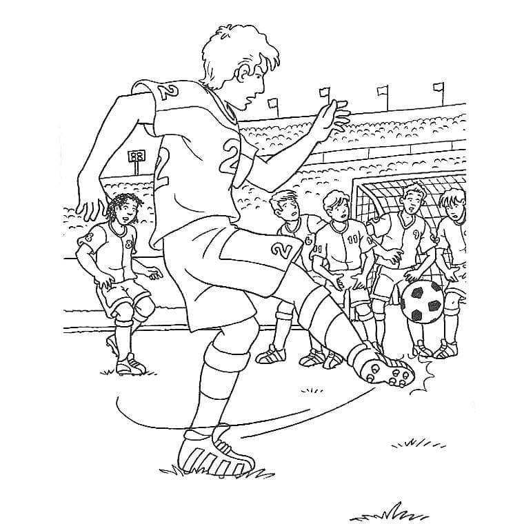 Desenho de Partida de Futebol para Colorir