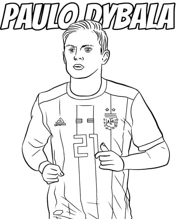 Desenho de Paulo Dybala Jogador de Futebol para Colorir