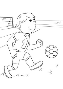 Desenho de Um Pequeno Jogador de Futebol para Colorir