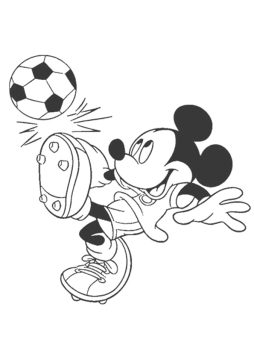 Desenho do Mickey Mouse Jogando Futebol para Colorir