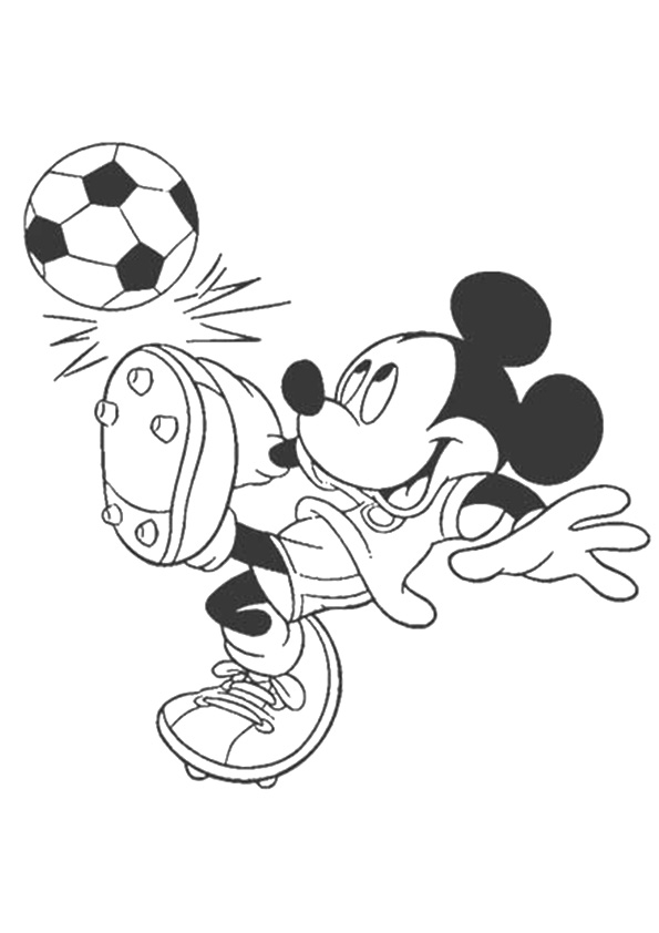 Desenho do Mickey Mouse Jogando Futebol para Colorir
