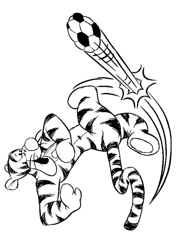 Desenho do Tigrao Jogando Futebol para Colorir