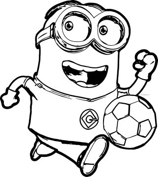Desenho Pdf de Minion Jogando Bola para Colorir grátis