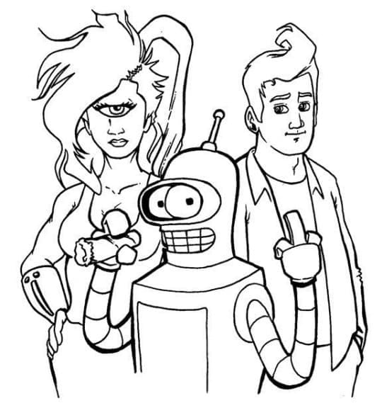 Desenho dos Personagens de Futurama para Colorir