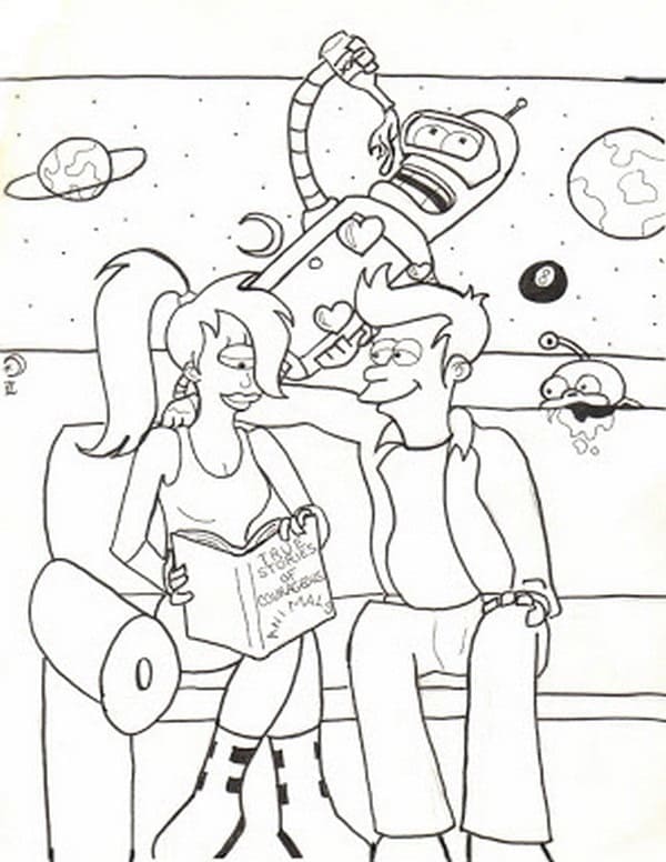 Desenho para Pintar em Pdf do Futurama para Baixar