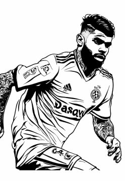 Desenho de Gabigol Jogador de Futebol para Colorir
