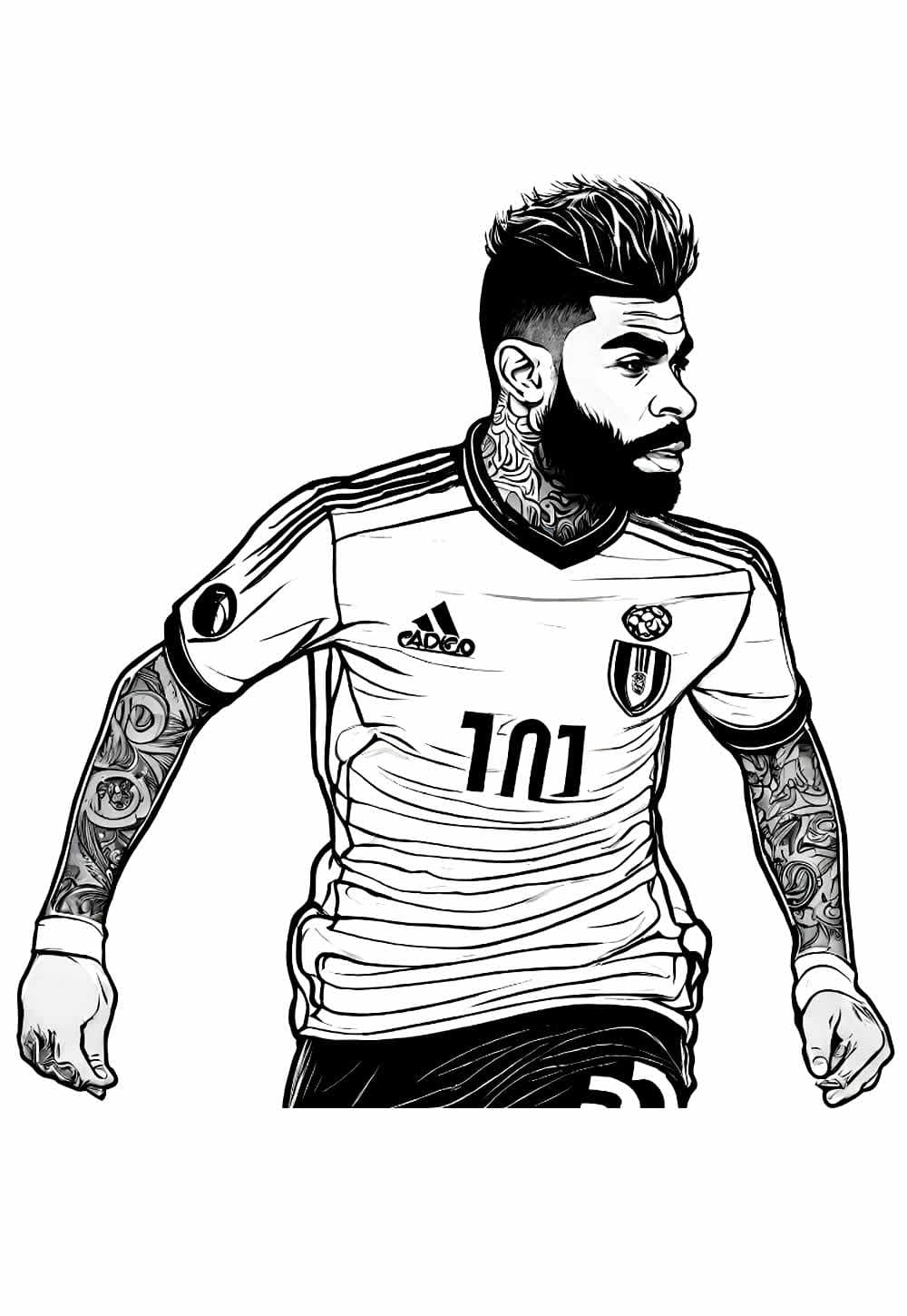 Desenho de Gabriel Barbosa Jogador de Futebol para Colorir