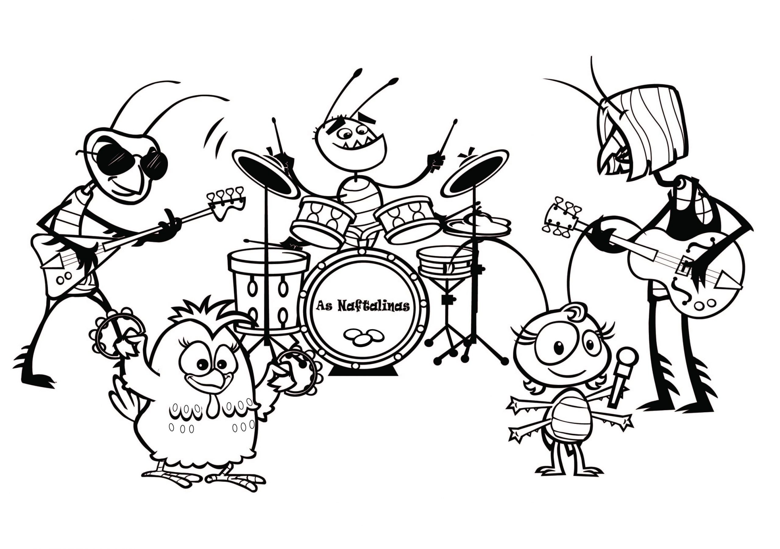 Desenho de Banda de Música Galinha Pintadinha para Colorir Scaled