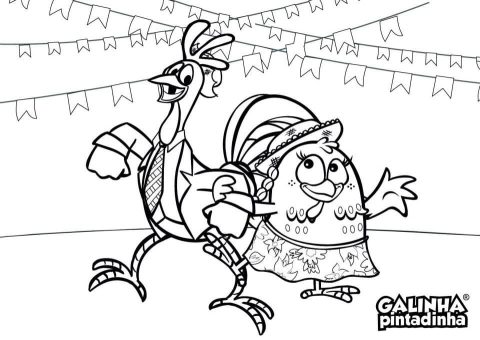 Desenho de Pintura de Galinha Pintadinha para Colorir