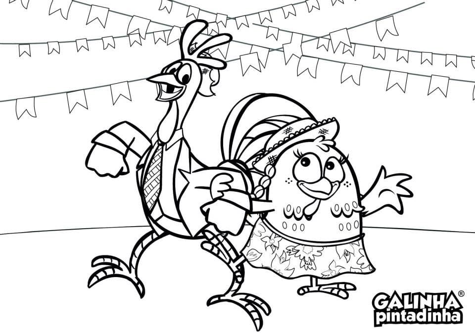Desenho de Pintura de Galinha Pintadinha para Colorir