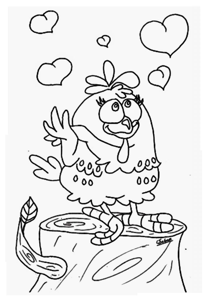 Desenho da Galinha Pintadinha com Corações para Colorir Grátis
