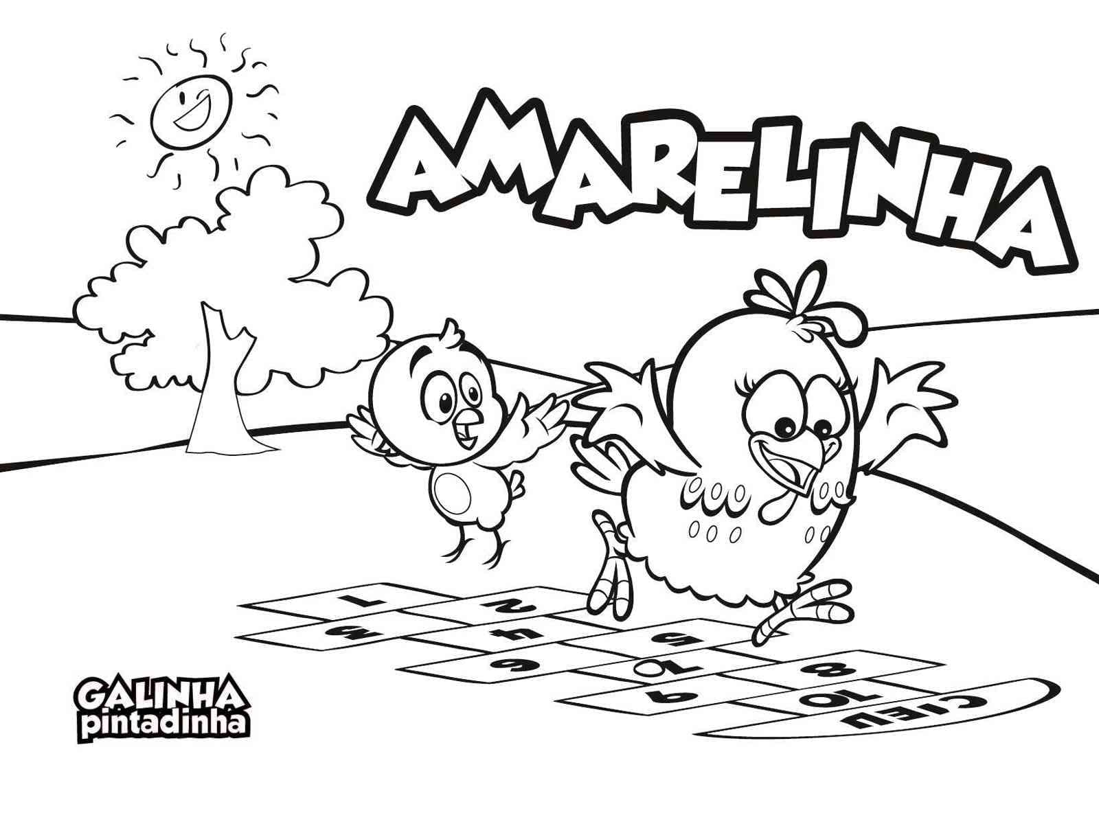 Desenho de Galinha Pintadinha Brincando para Colorir