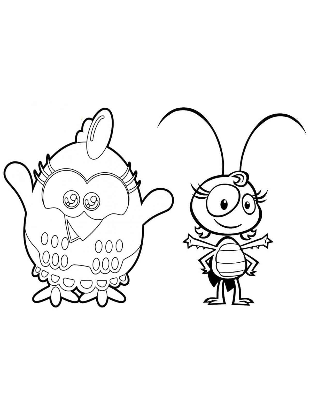 Desenho de Galinha Pintadinha e Baratinha para Colorir