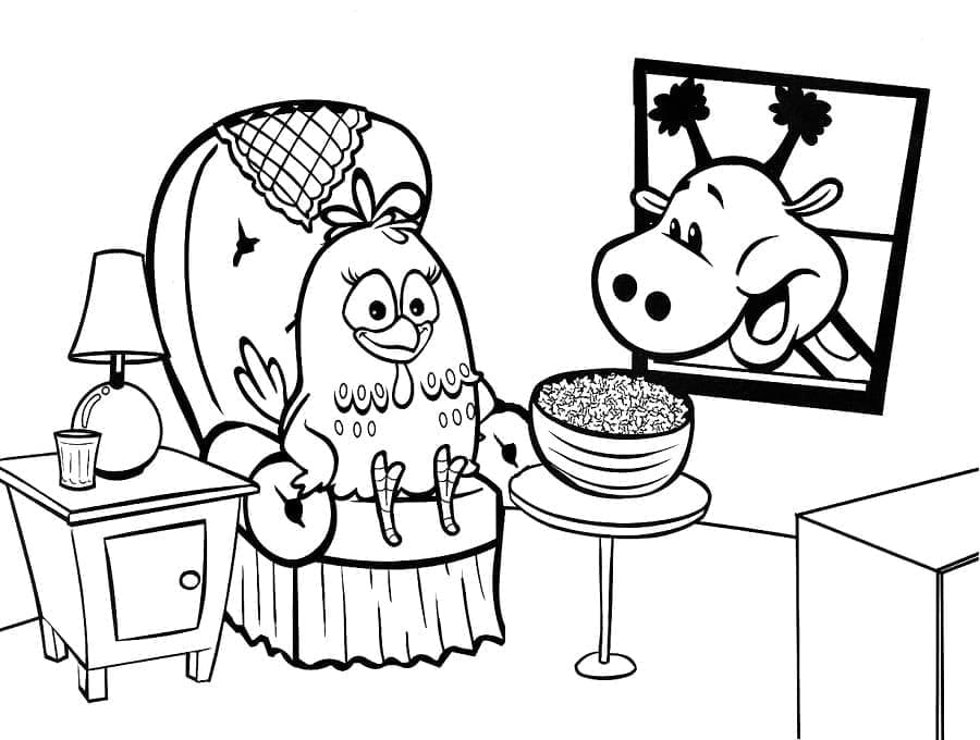 Desenho de Galinha Pintadinha e Dona Girafa para Colorir