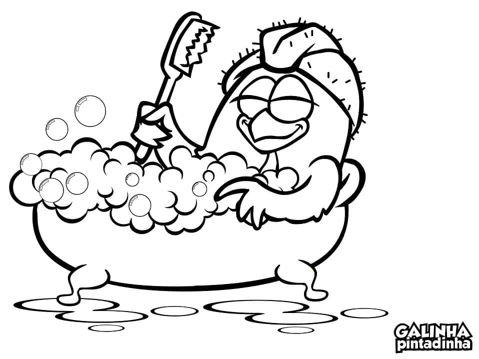 Desenho de Galinha Pintadinha no Banheiro para Colorir