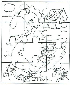 Desenho de quebrá cabeça da Galinha Pintadinha para Colorir