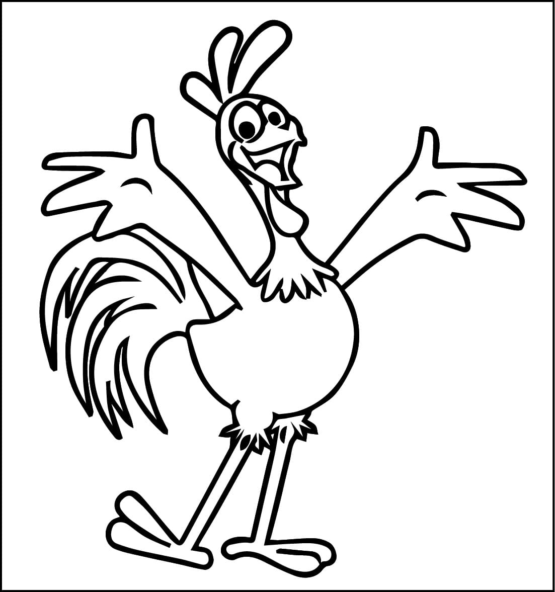 Desenho de Galo Carijo Alegre para Colorir