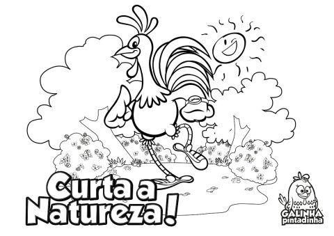 Desenho de Galo Carijo engraçado para Colorir