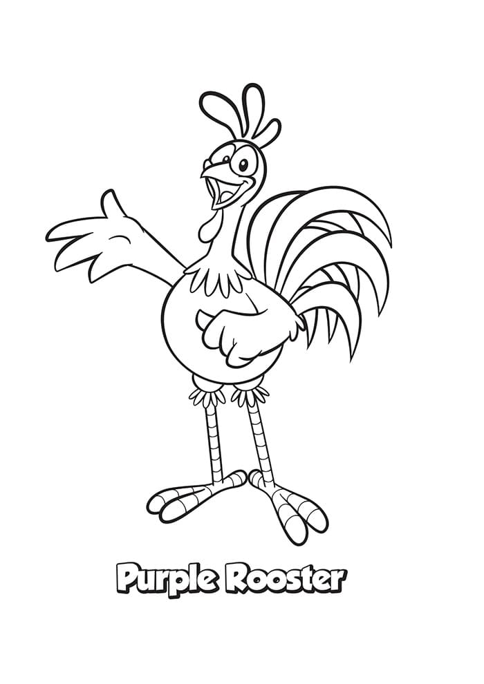 Desenho de Galo Carijo Feliz para Colorir