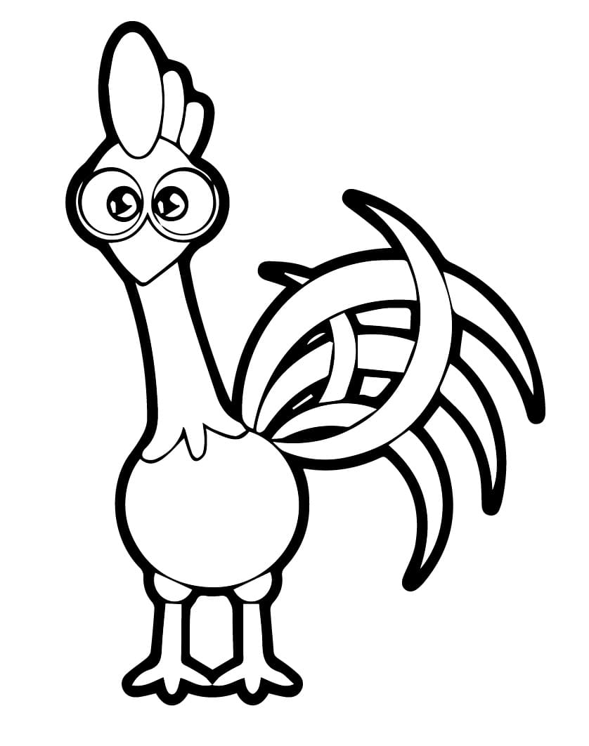 Desenho de Galo Carijo Fofo para Colorir