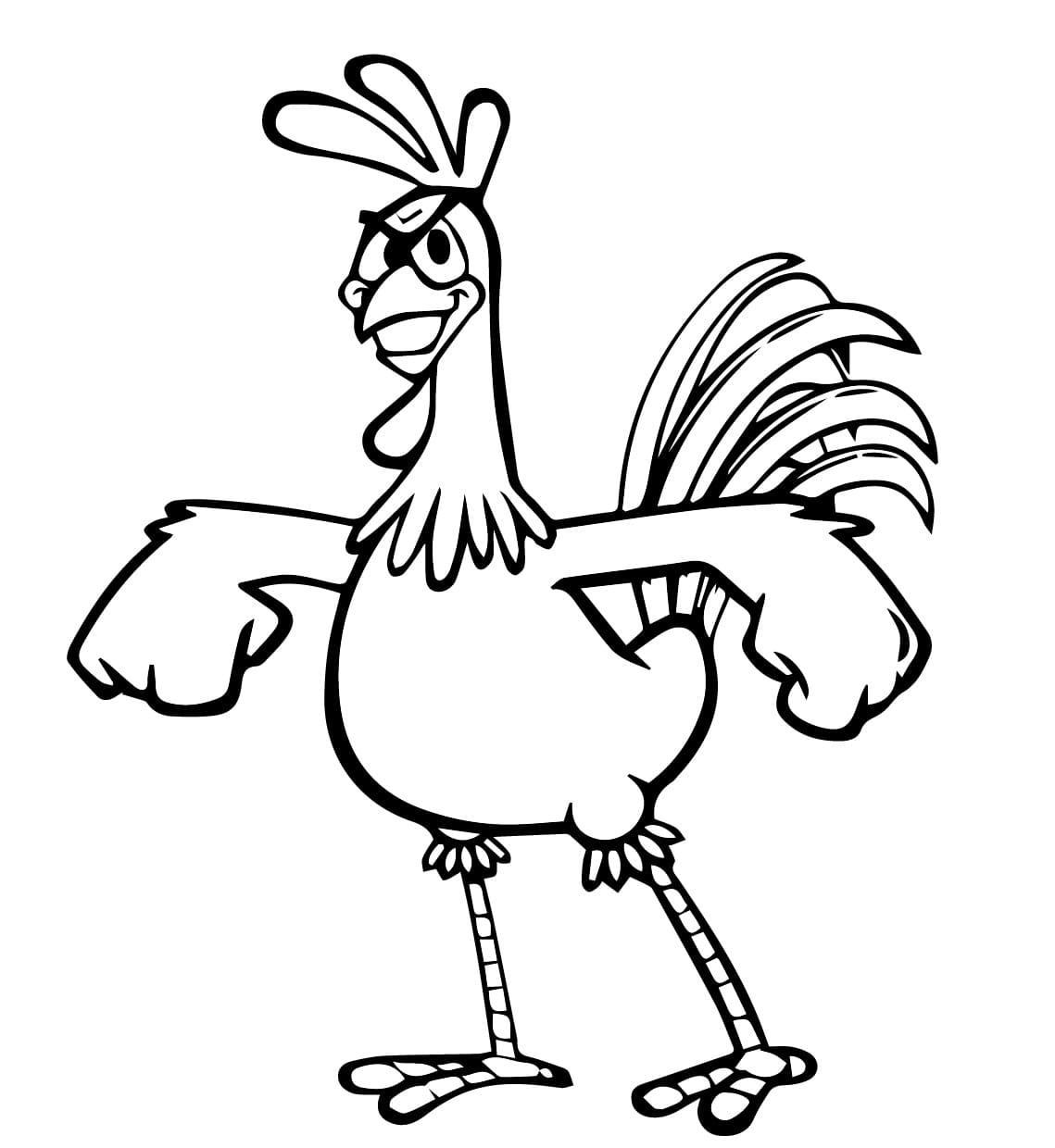Desenho de Galo Carijo Grátis para Crianças para Colorir