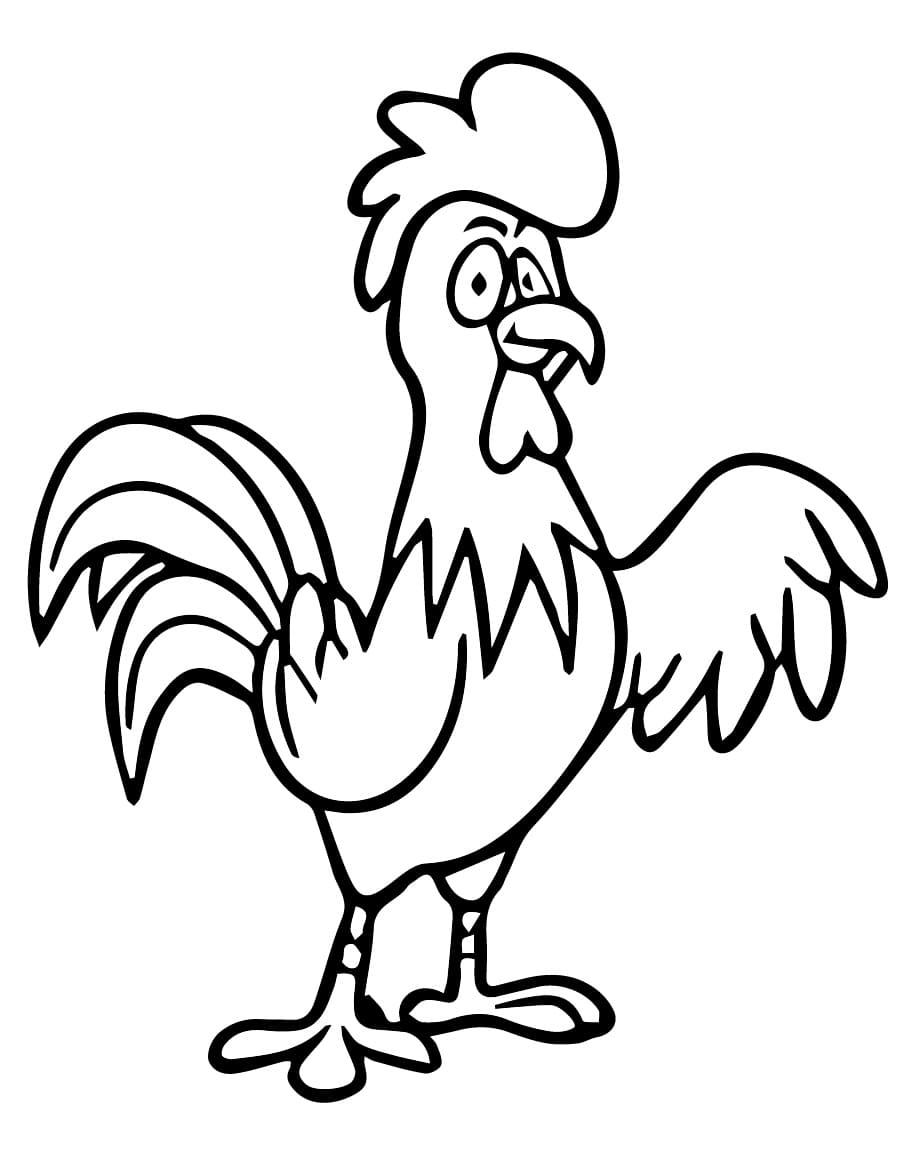 Desenho de Galo Carijo Imprimivel para Crianças para Colorir