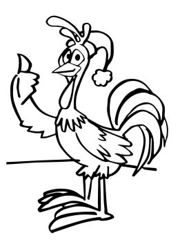 Desenho de Galo Carijo no Natal para Colorir
