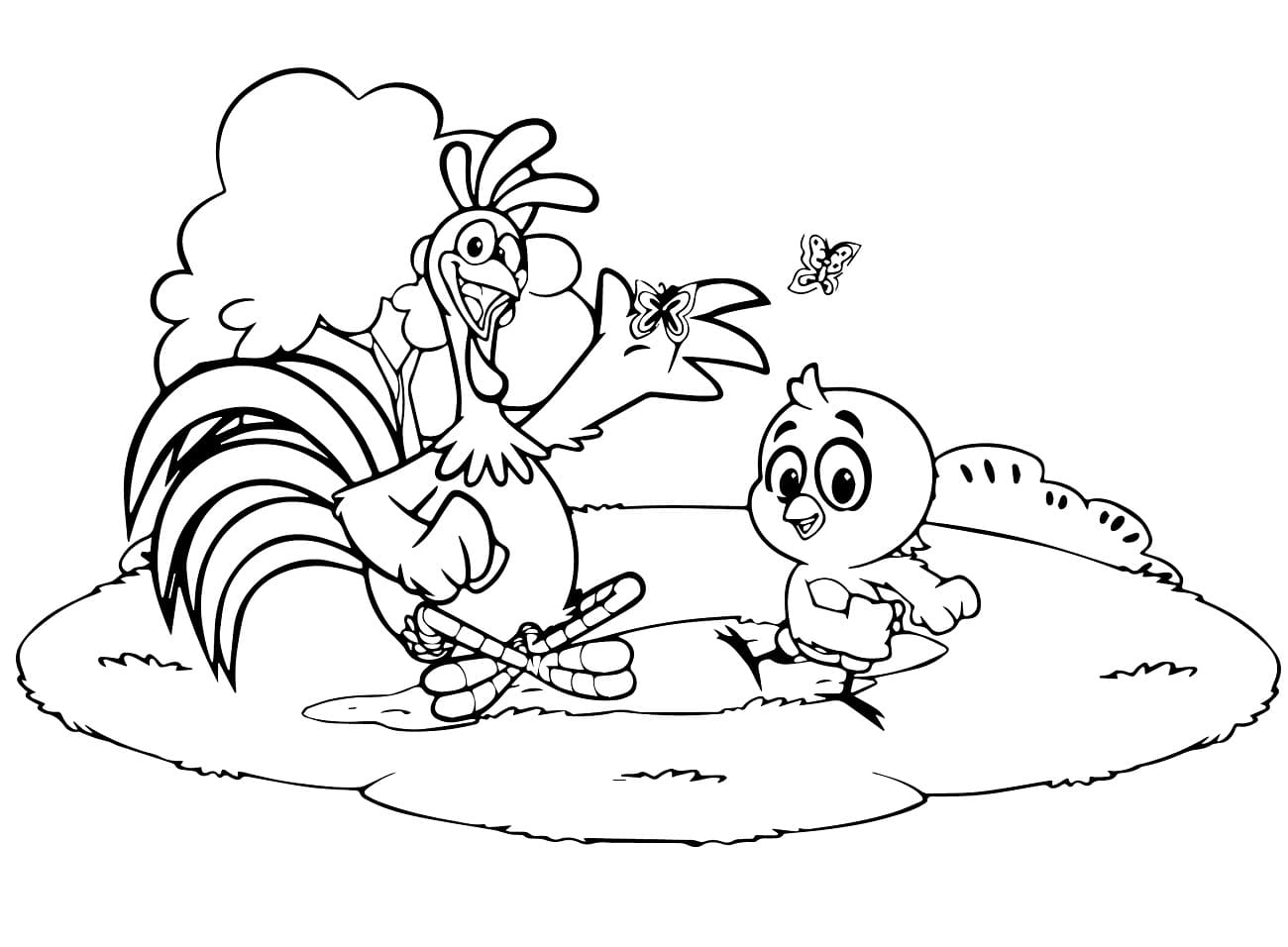 Desenho de Imprimivel Galo Carijo para Colorir