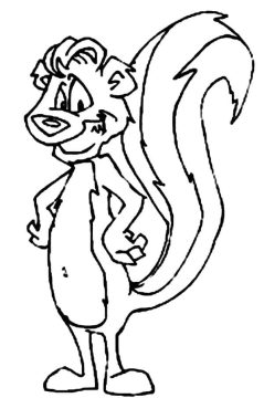 Desenho gambá Sorrindo para Colorir