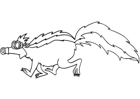 Desenho gambá Usando máscara de gás para Colorir