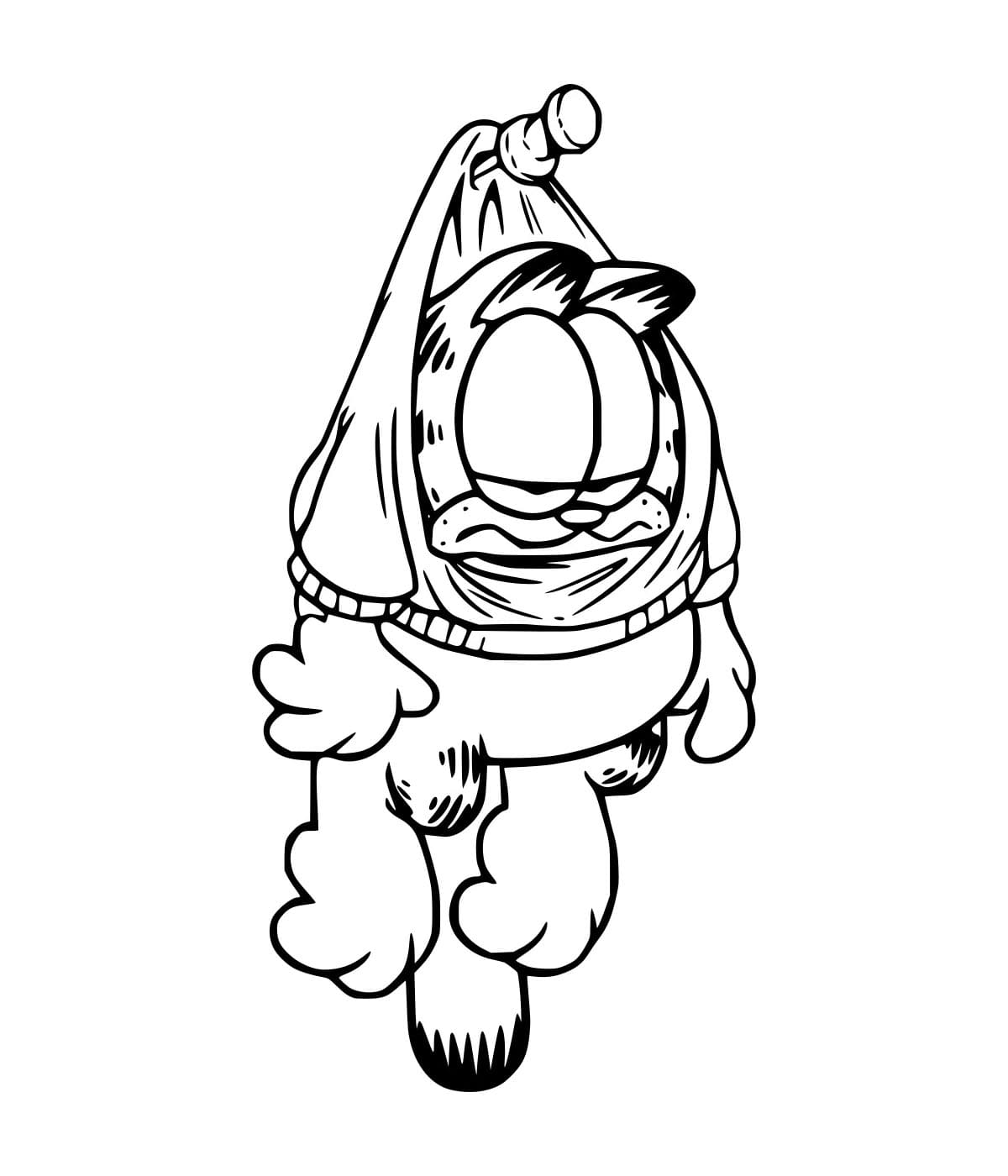 Desenho de Garfield Fixado para Colorir