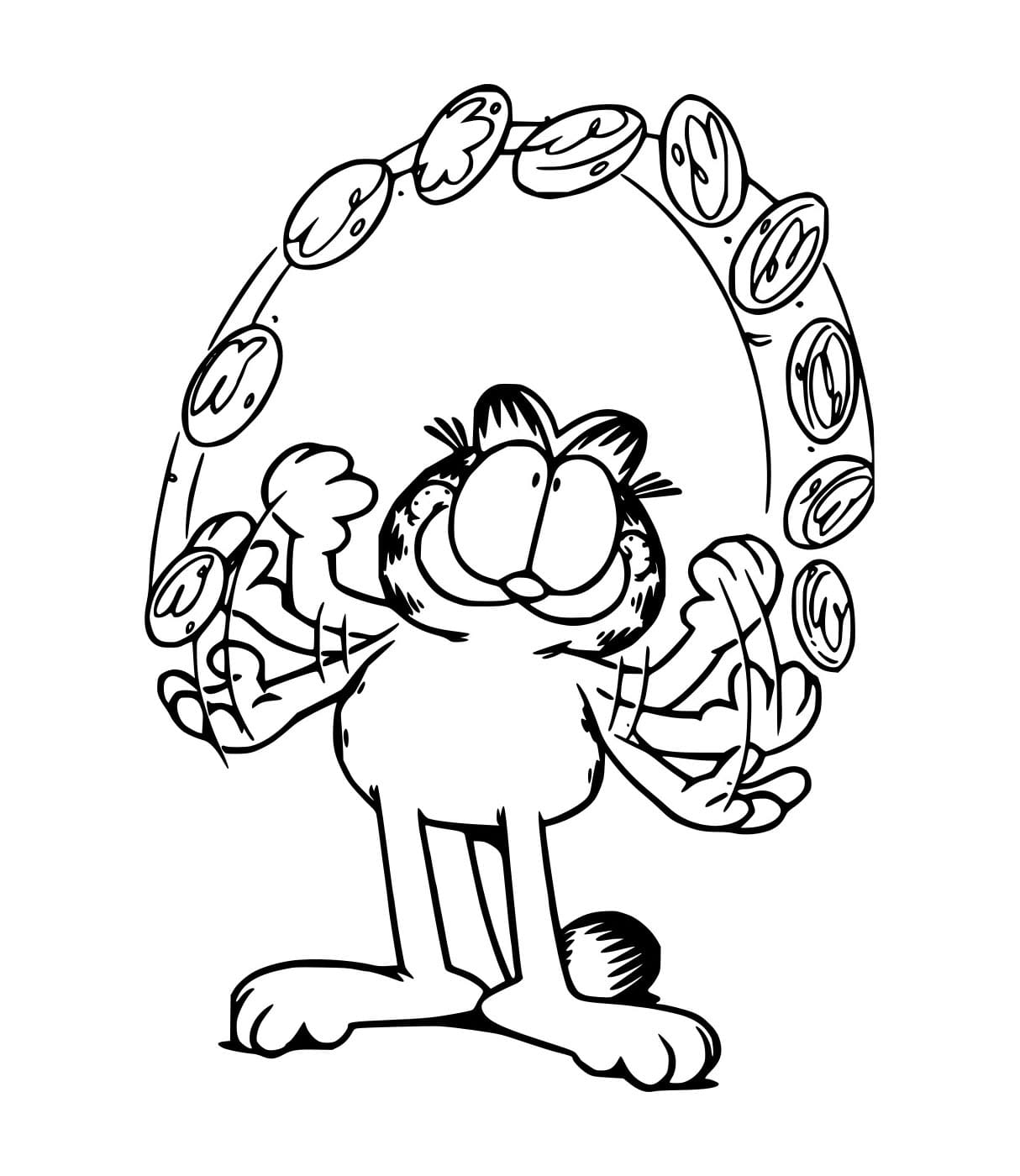 Desenho de Garfield Malabarismo para Colorir