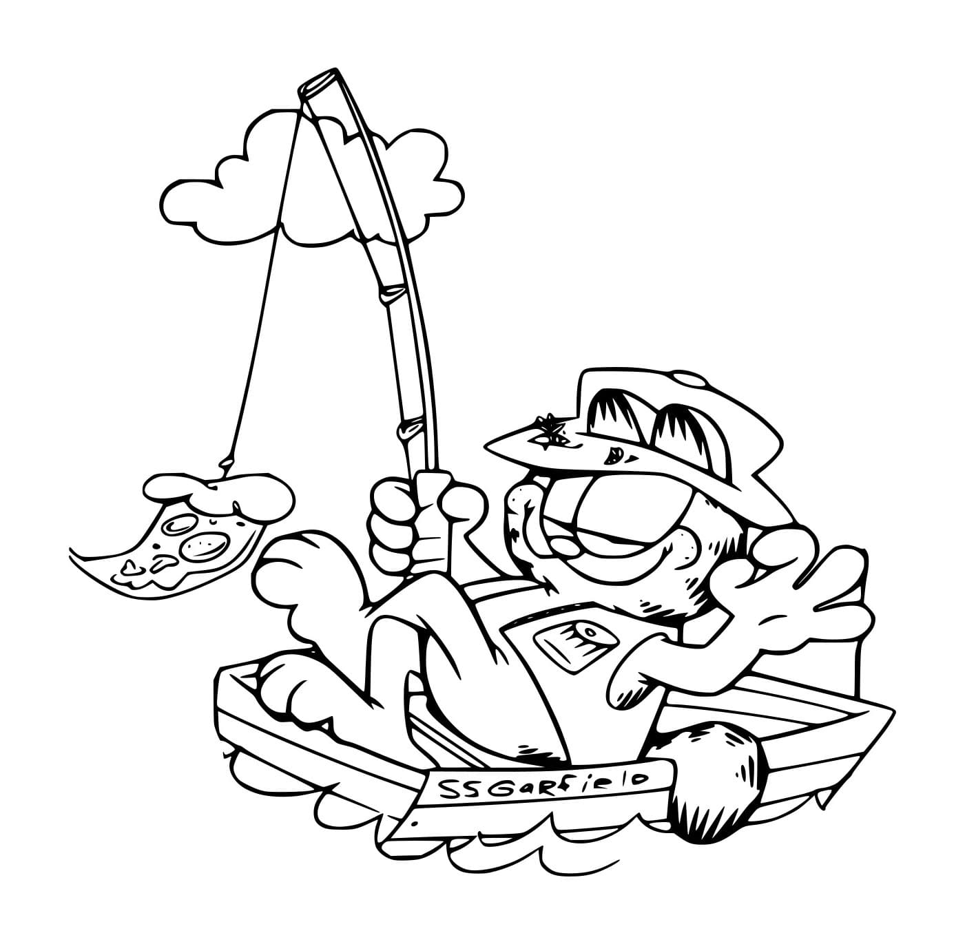 Desenho de Garfield no Barco para Colorir