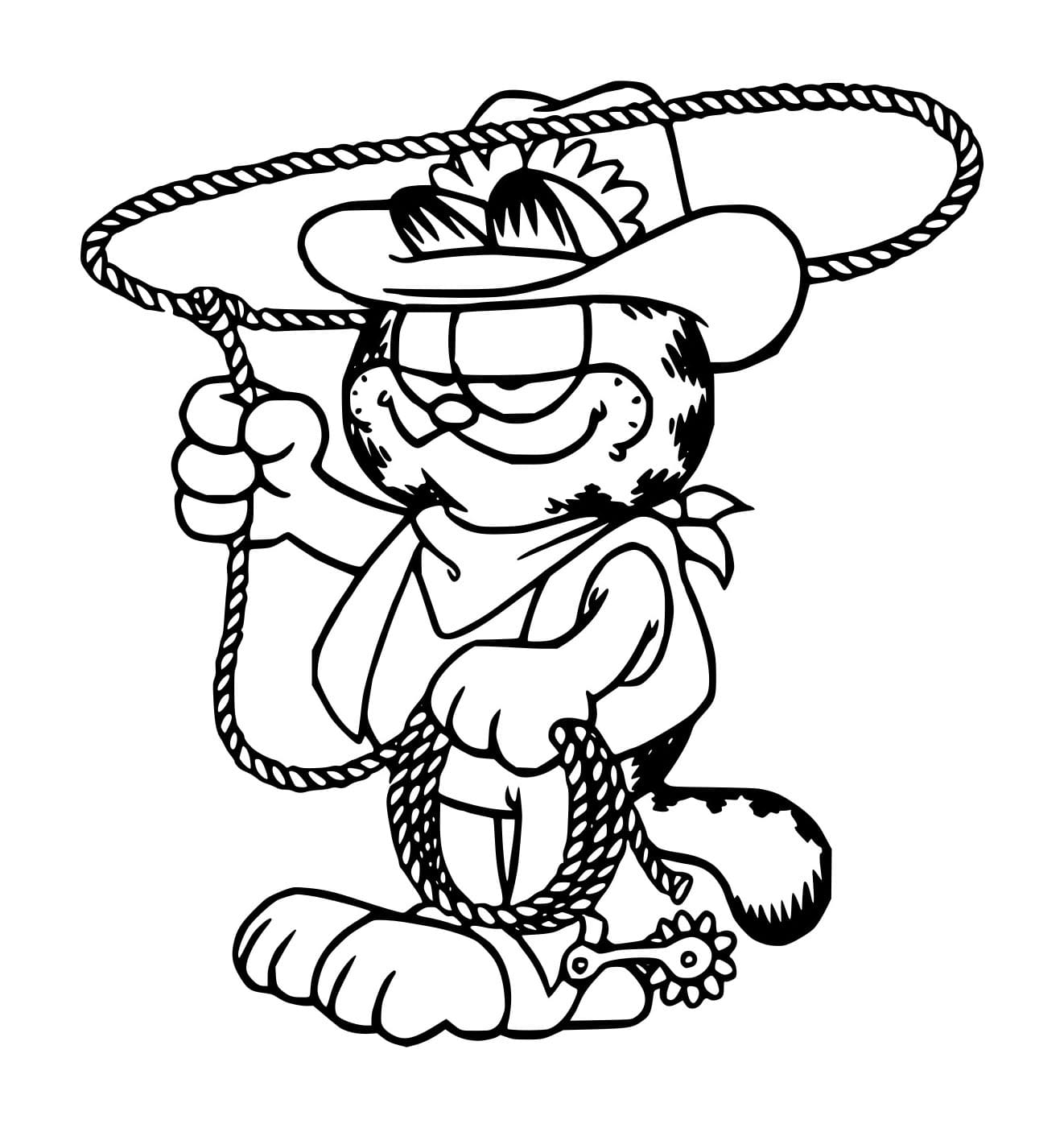 Desenho de Cauboi Garfield para Colorir