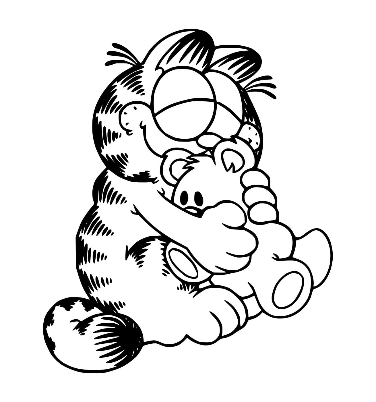 Desenho de Garfield Abraçá Pooky para Colorir
