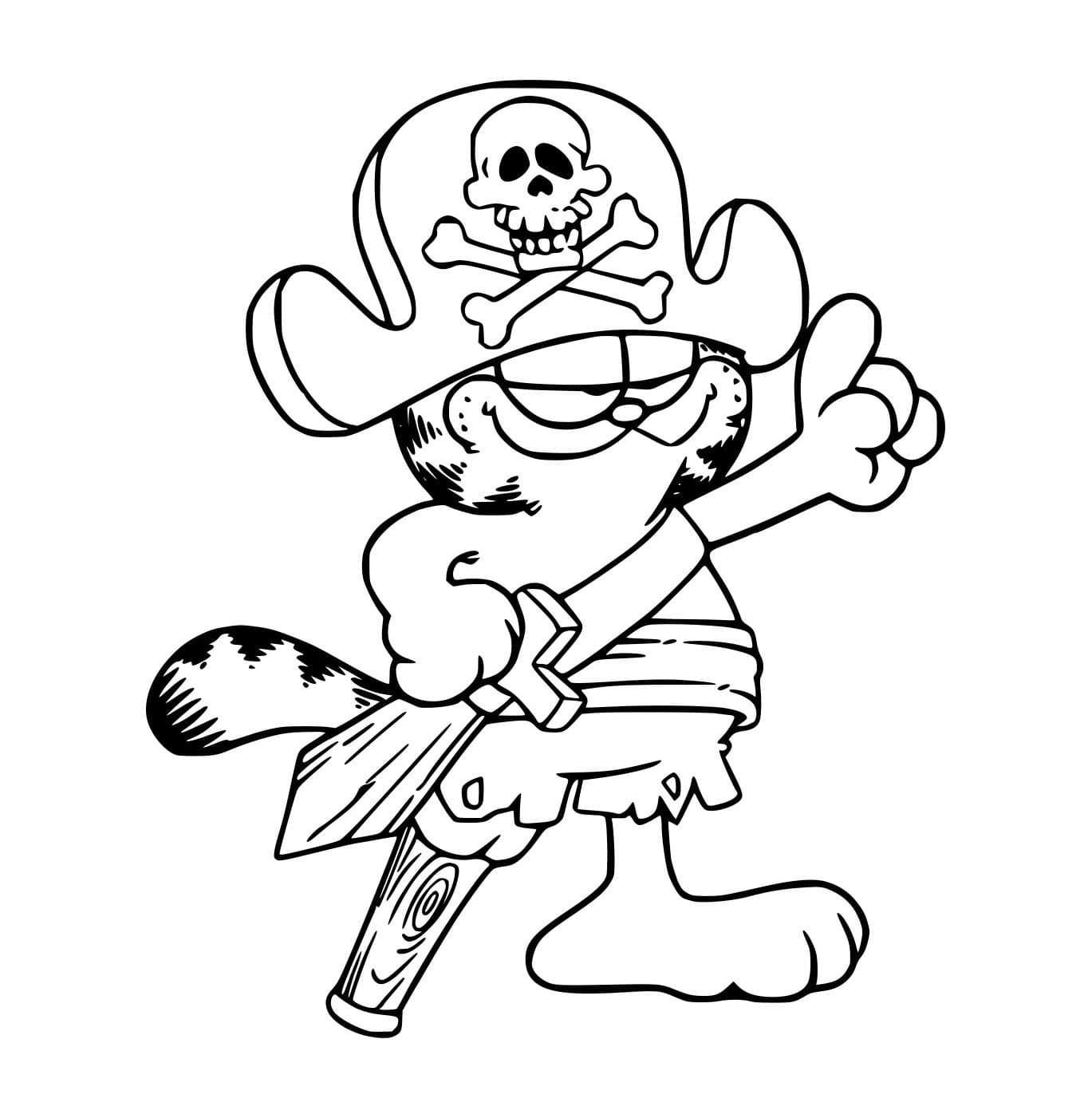 Desenho de Garfield Capitão Gancho para Colorir