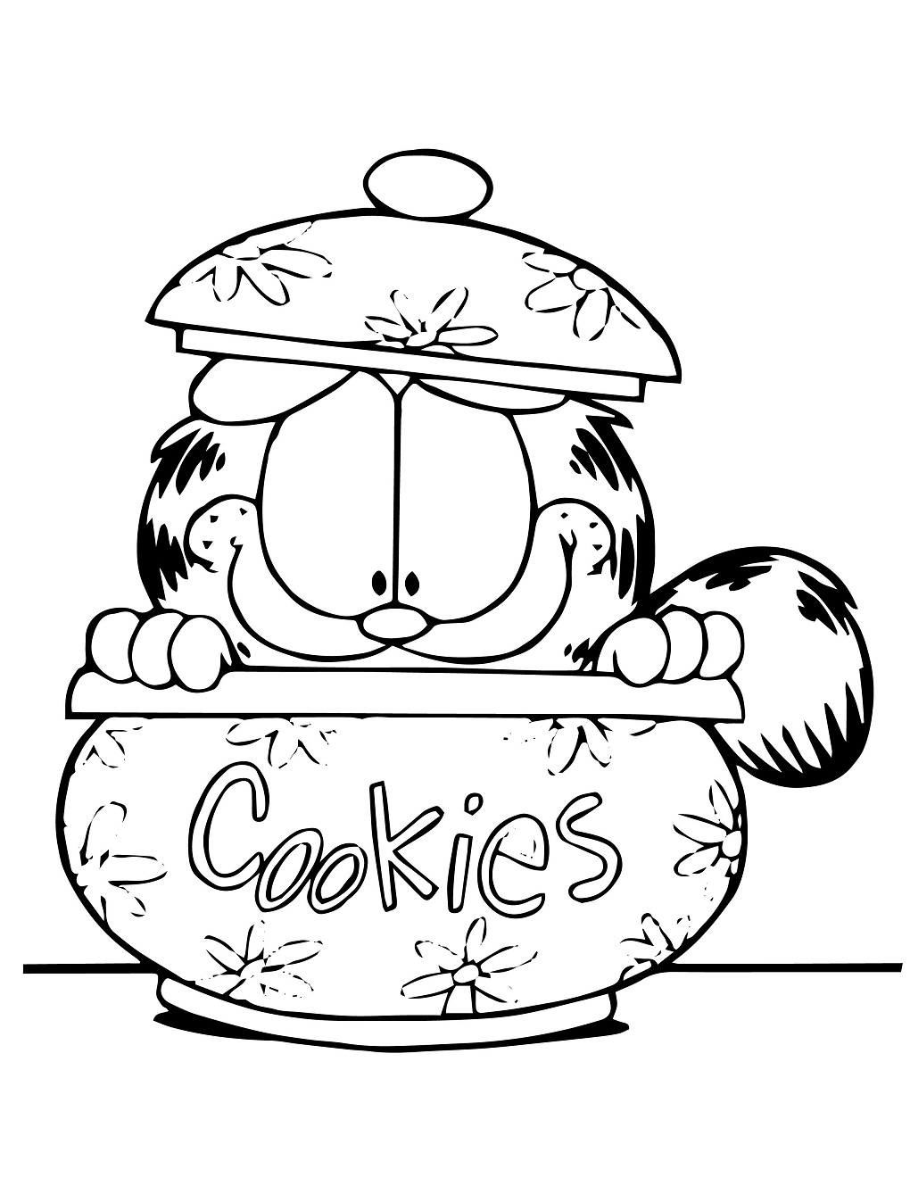 Desenho de Garfield Comendo Biscoitos Deliciosos para Colorir
