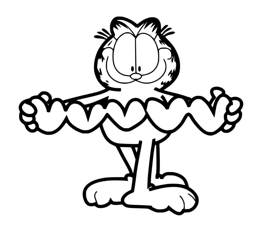 Desenho de Garfield Segurá Corações para Colorir