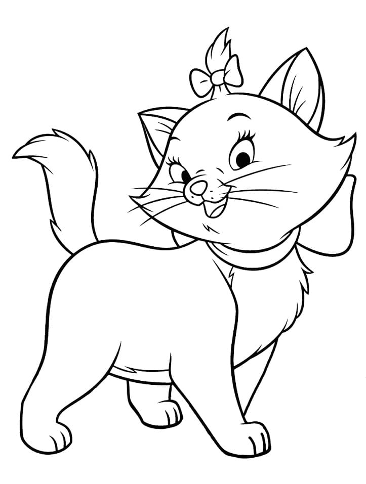 Desenho de Bela Gatinha Marie para Colorir